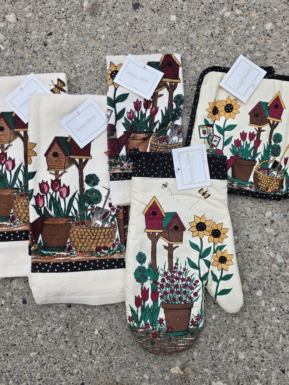 Designers Collection Sunflower Garden 5 Piece Kitchen Linen Set NWT